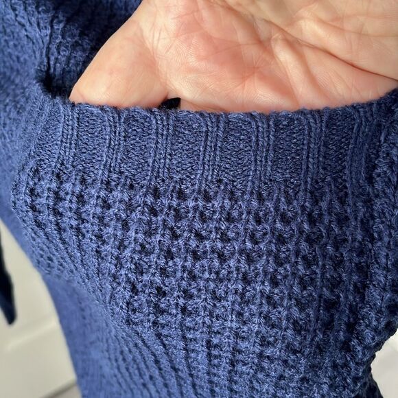 Meroketty Cozy Blue Waffle Knit Oversized Cardigan Pockets NWT SZ XL - Picture 3 of 9